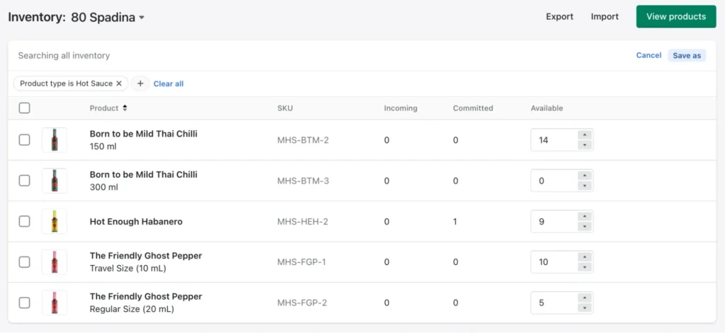 Gestion produits Shopify