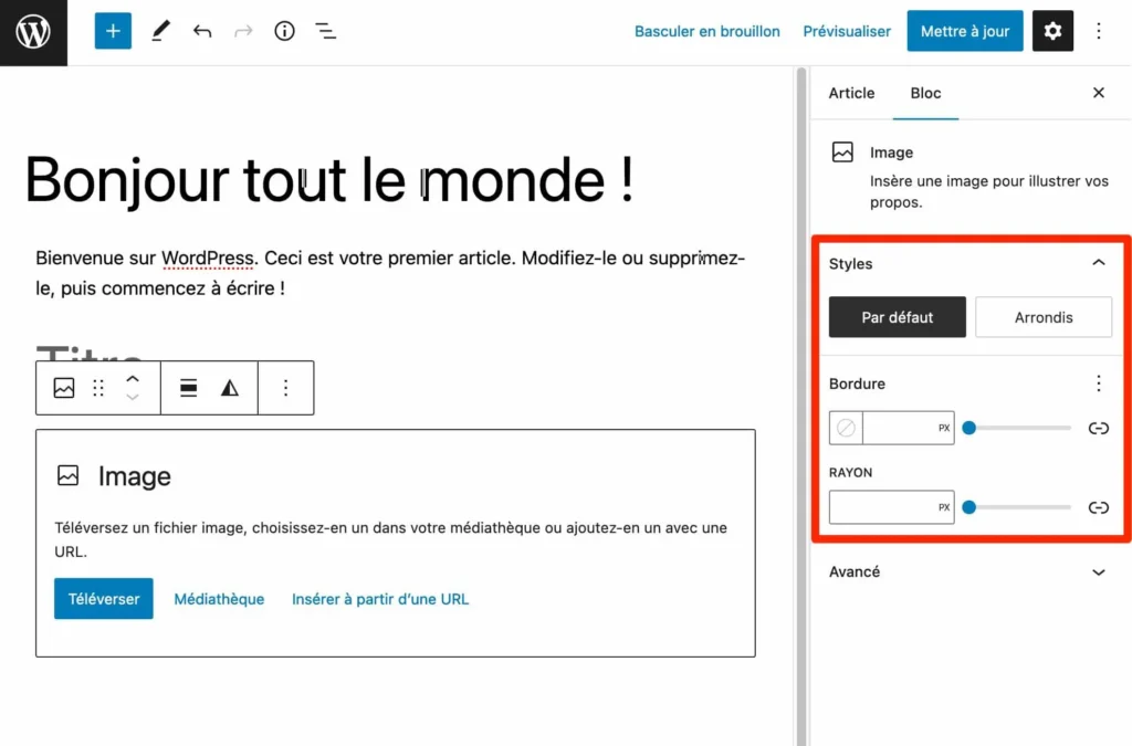 éditeur wordpress