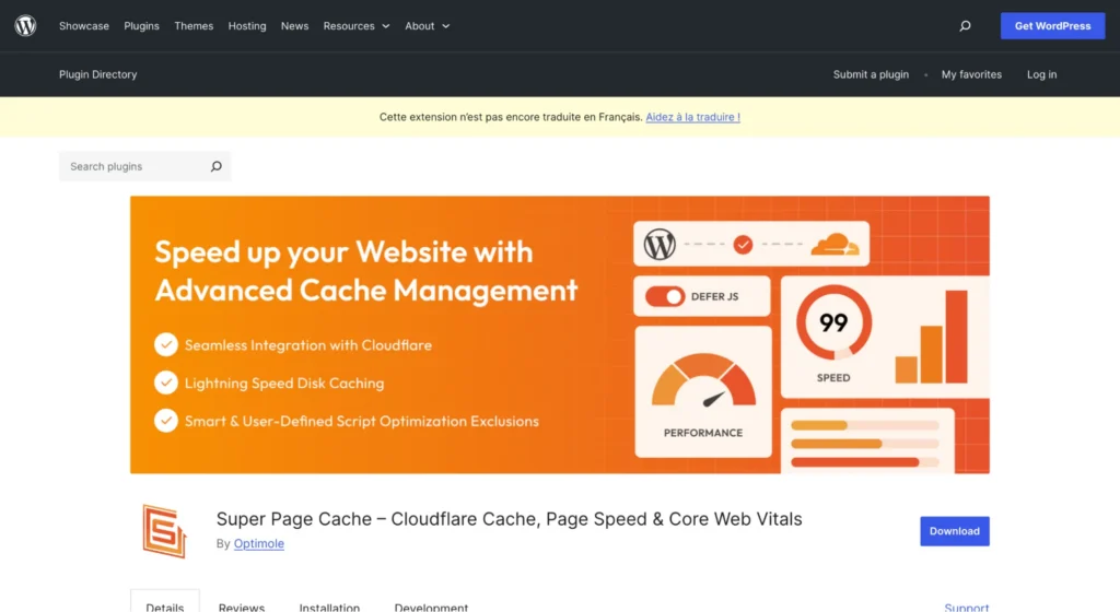 Plugins cache WordPress - Super Page Cache
