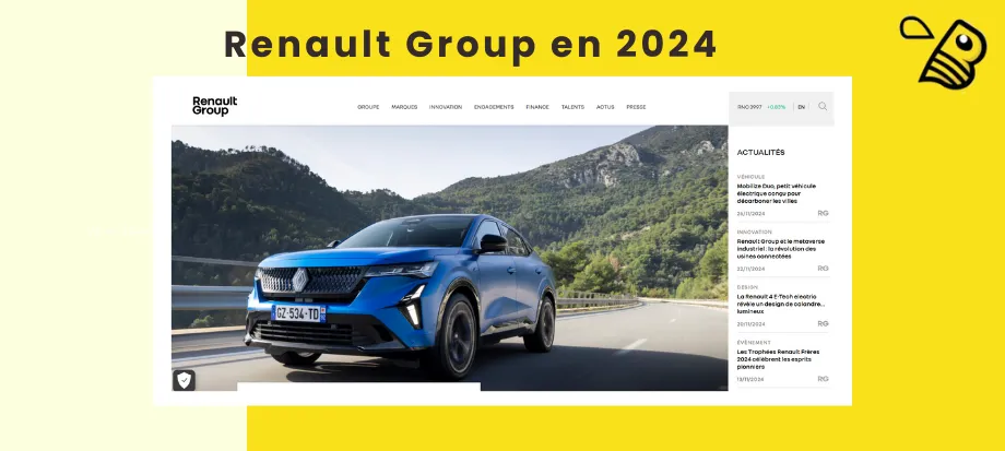 Renault Group site WordPress, screenshot montrant l'évolution du site
