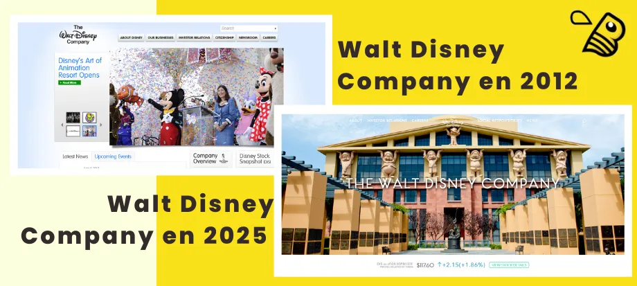 Walt Disney site WordPress, screenshot montrant l'évolution du site
