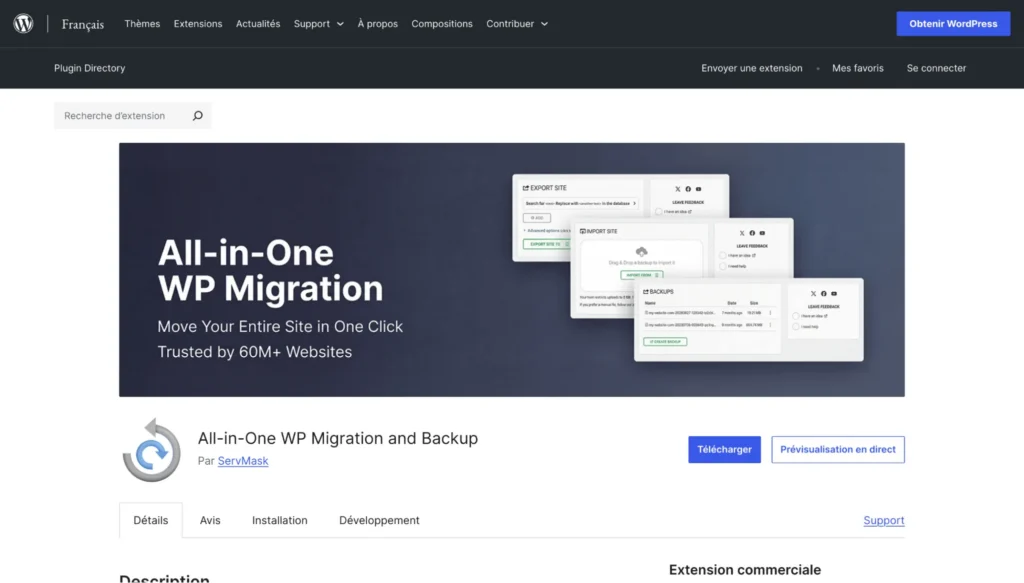 Plugins de migration WordPress - AIO WP Migration