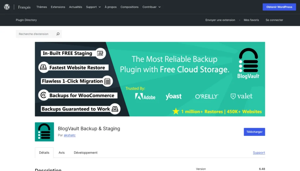 Plugins de migration WordPress - BlogVault