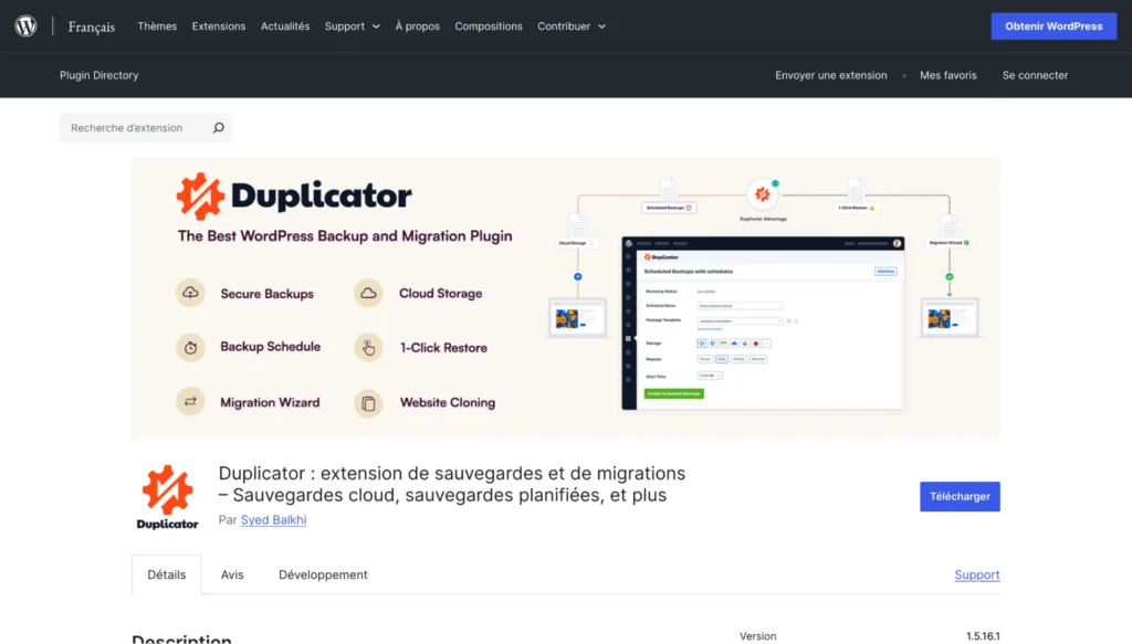 Plugins de migration WordPress - Duplicator