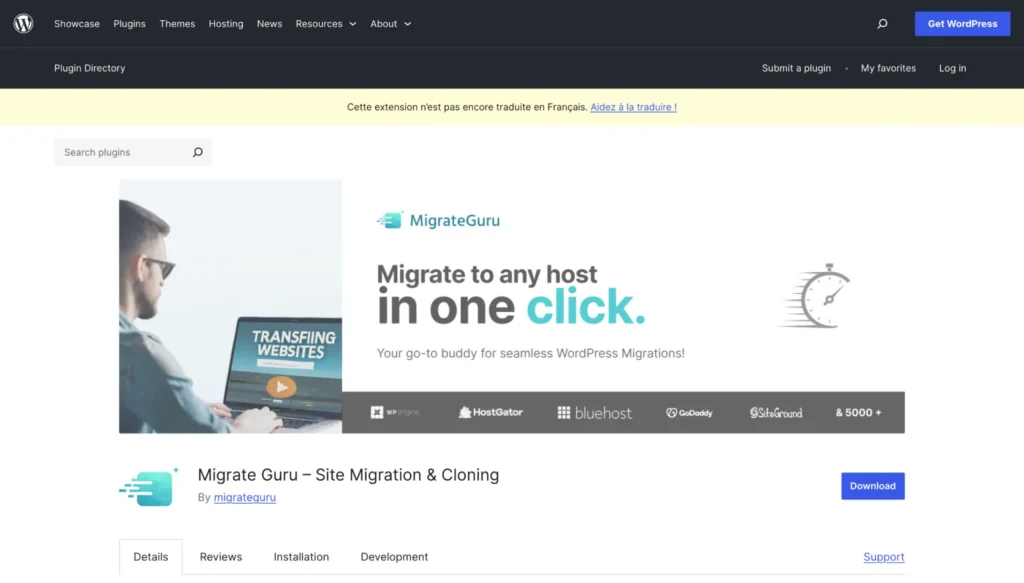 Plugins de migration WordPress - Migrate Guru