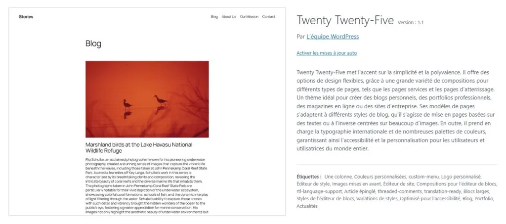 Mise à jour Thème