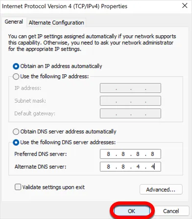 Changer Serveur DNS Windows