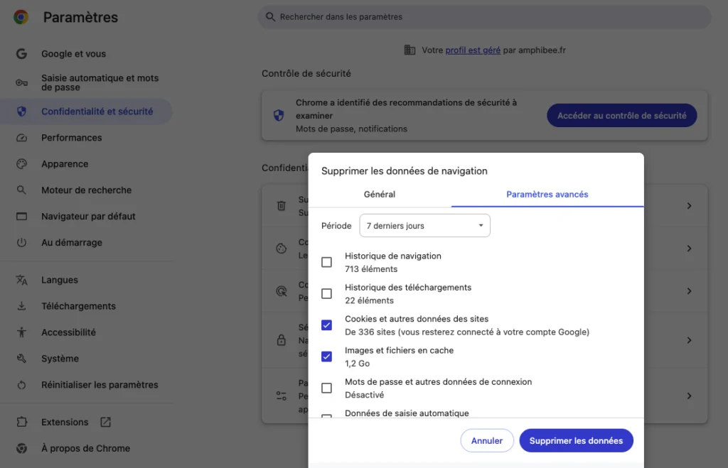 Vider Cache Google Chrome