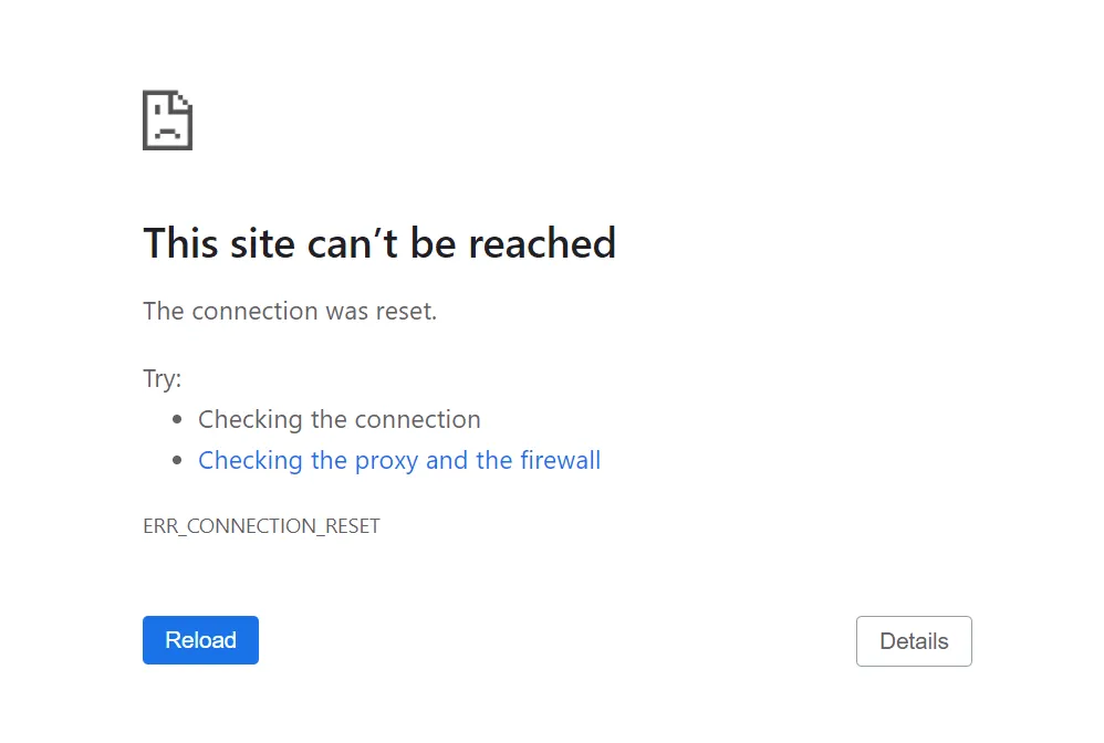 ERR_CONNECTION_RESET