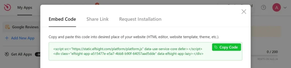 Bloc HTML intégrer widget avis Google dans WordPress