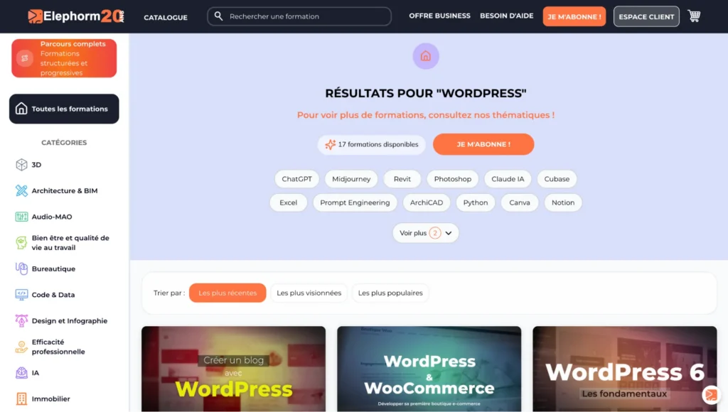 Formation WordPress Elephorm