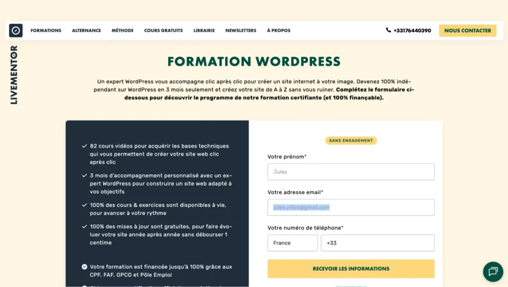 Formation WordPress LiveMentor