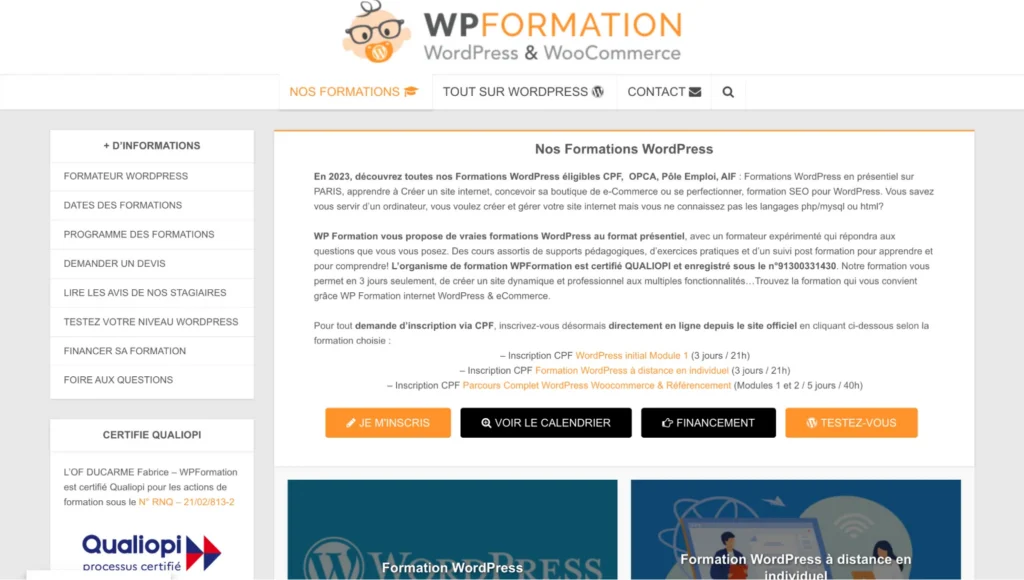 Formation WordPress WPFormation