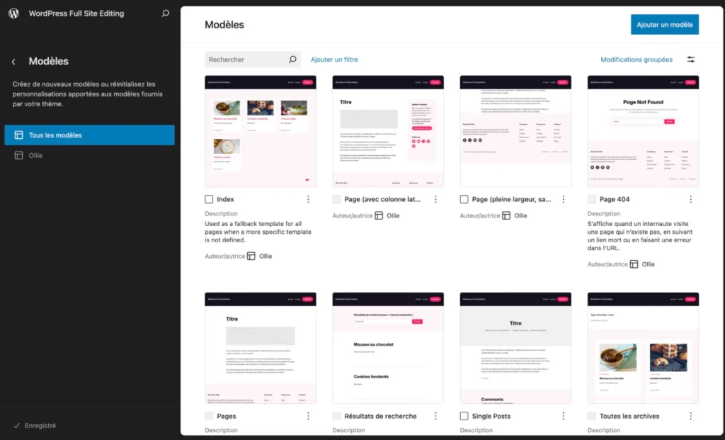 Modèles FSE WordPress