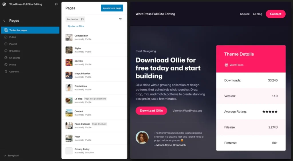 Pages FSE WordPress