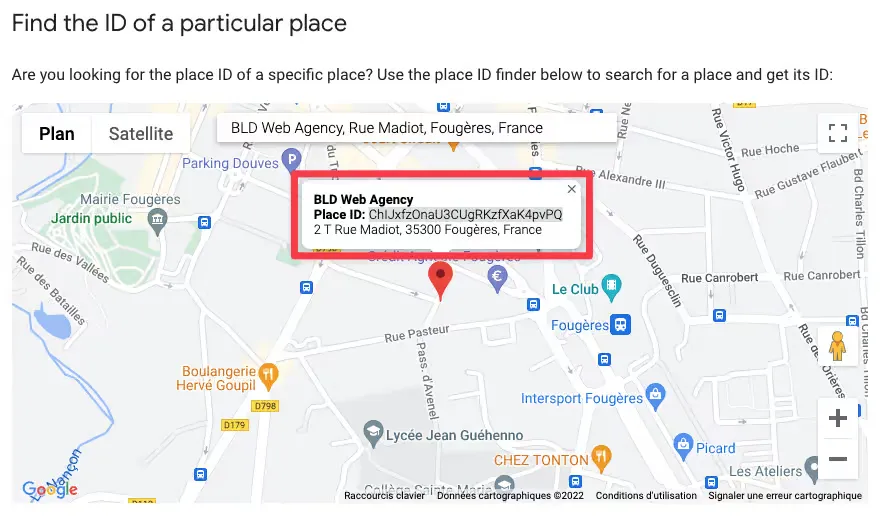 Récupérer le Place ID de son établissement