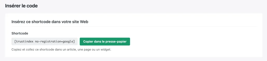 Shortcode widget Avis Google sur WordPress