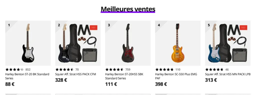 Mise en avant Meilleures Ventes