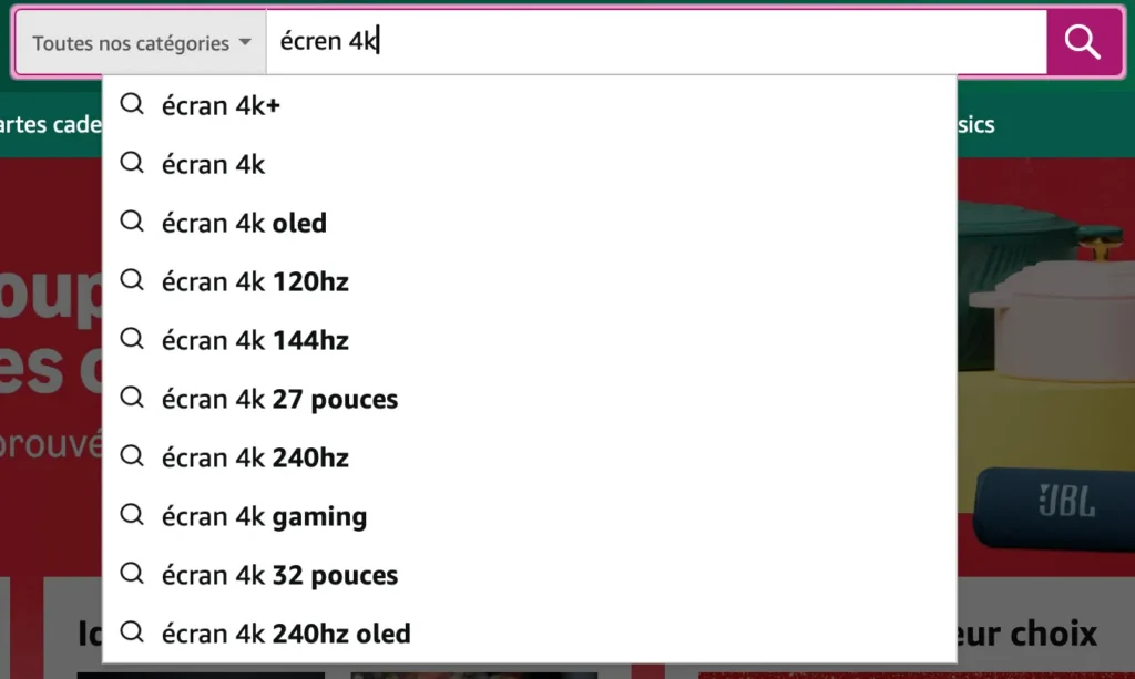 Moteur de recherche interne - Exemple de correction de faute d'orthographe