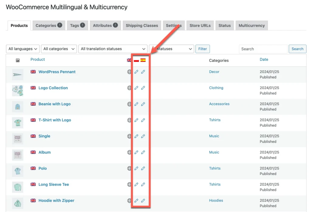 Interface WPML - Site WordPress multilingue