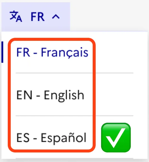 Sélecteur de langue - Bien afficher le nom de la langue