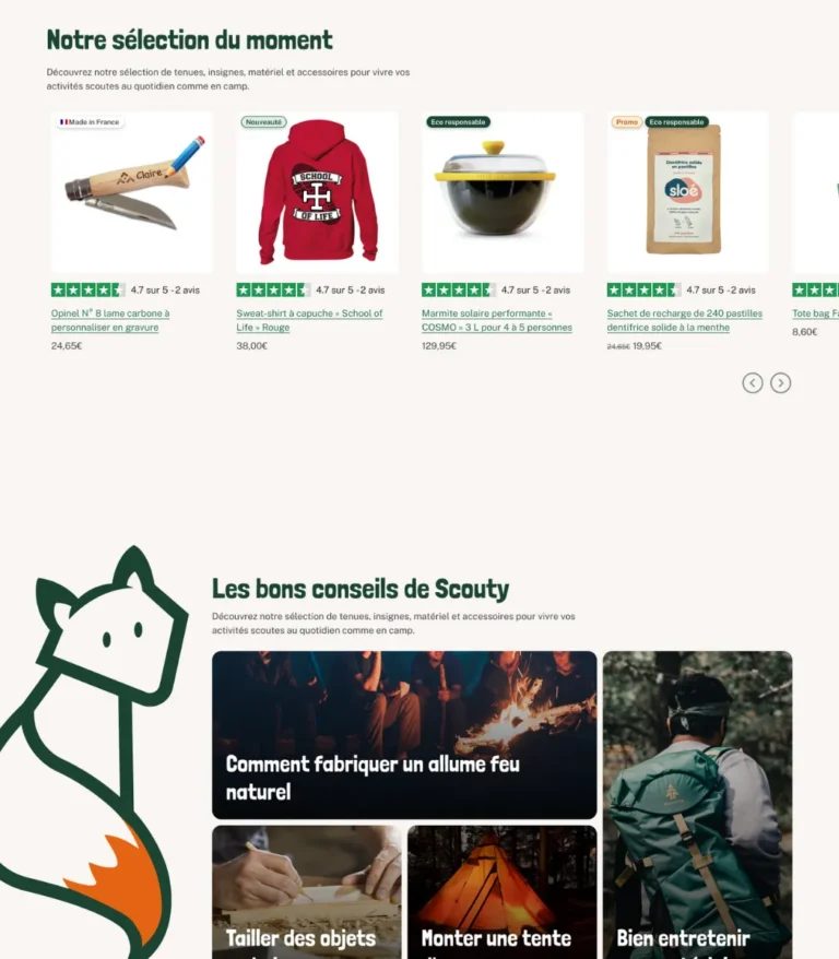 UX La Boutique du Scoutisme
