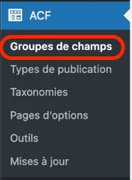ACF WordPress - Groupes de champs