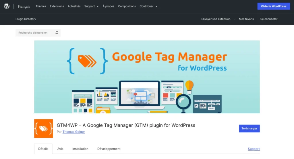 Installer GTM sur WordPress - Plugin GTM4WP