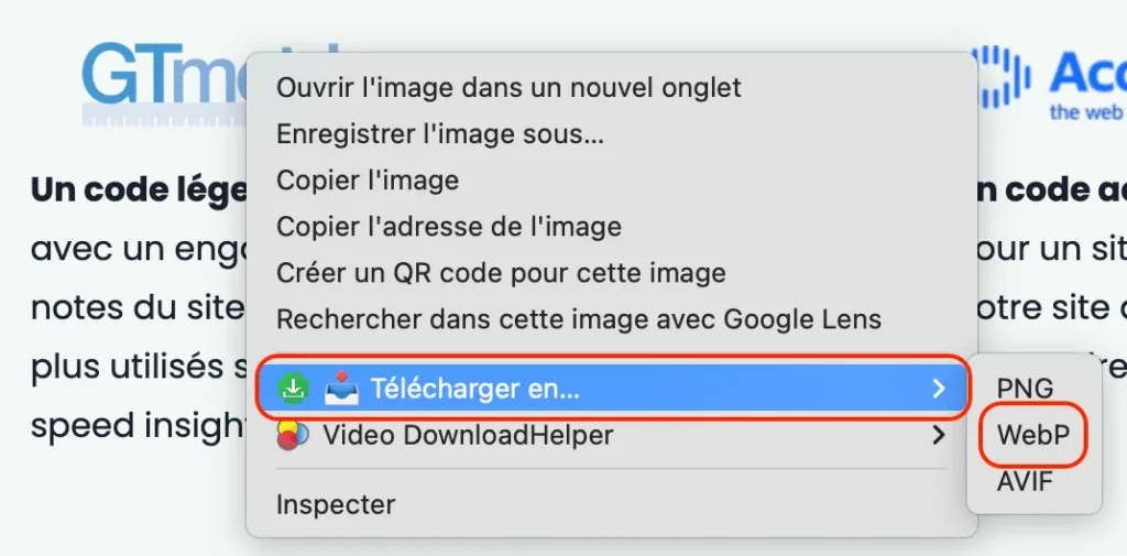 Exemple de téléchargement en WebP - AmphiBee