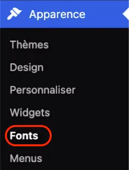 WordPress 7.0 - Onglet Fonts
