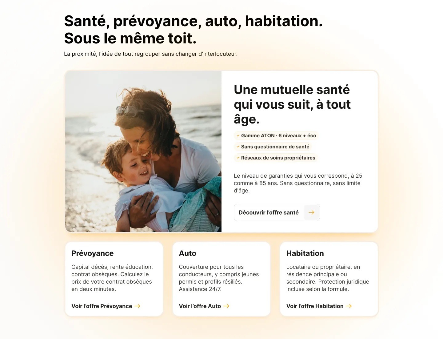 Mutuelles du Soleil - Bloc de listing des différentes offres