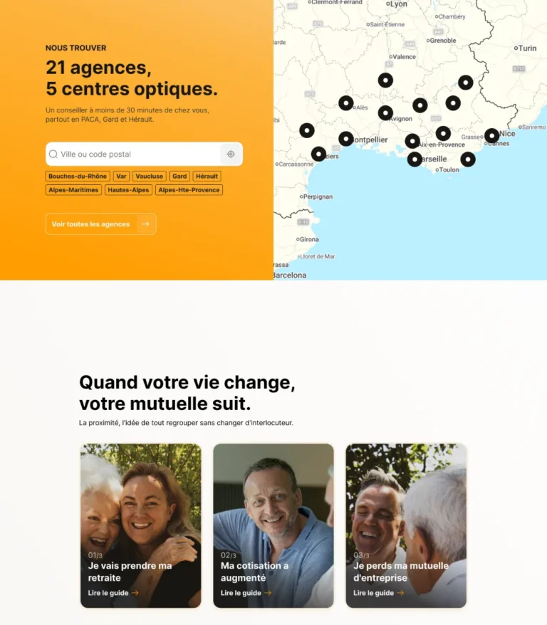 Mutuelles du Soleil - Store Locator de la page d'accueil